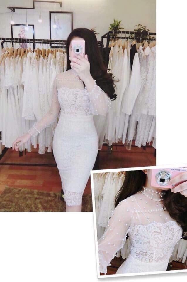 [HCM]Đầm Ôm Phối Lưới Đính Ngọc Châu