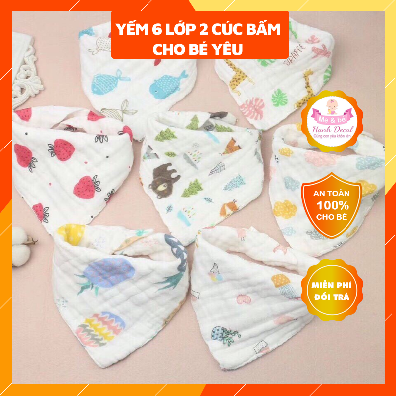 Yếm xô Organic 6 lớp cho bé có cúc bấm