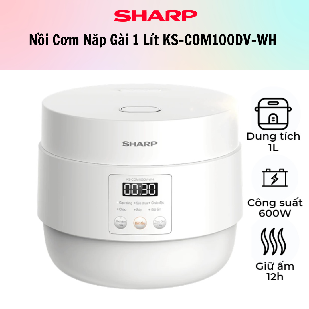 Nồi cơm điện tử sharp ks-com100dv-wh-hàng chính hãng