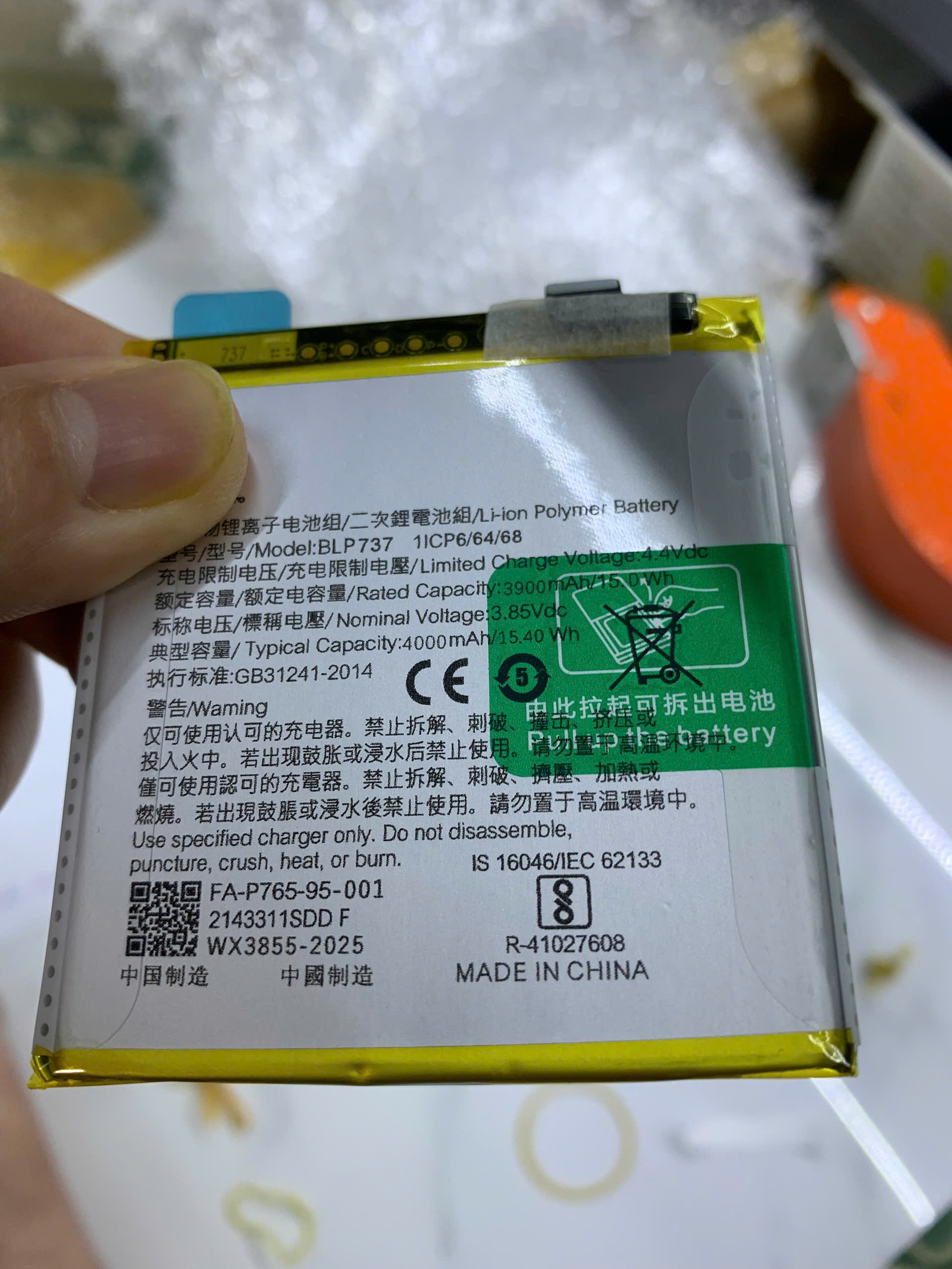 Pin oppo BLP737 dùng cho Reno 2F, 4000mAh, bảo hành 3 tháng