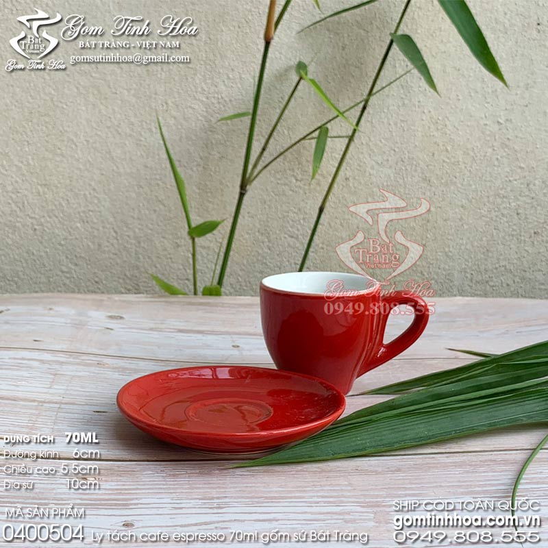 Ly tách cafe Espresso gốm sứ Bát Tràng men màu