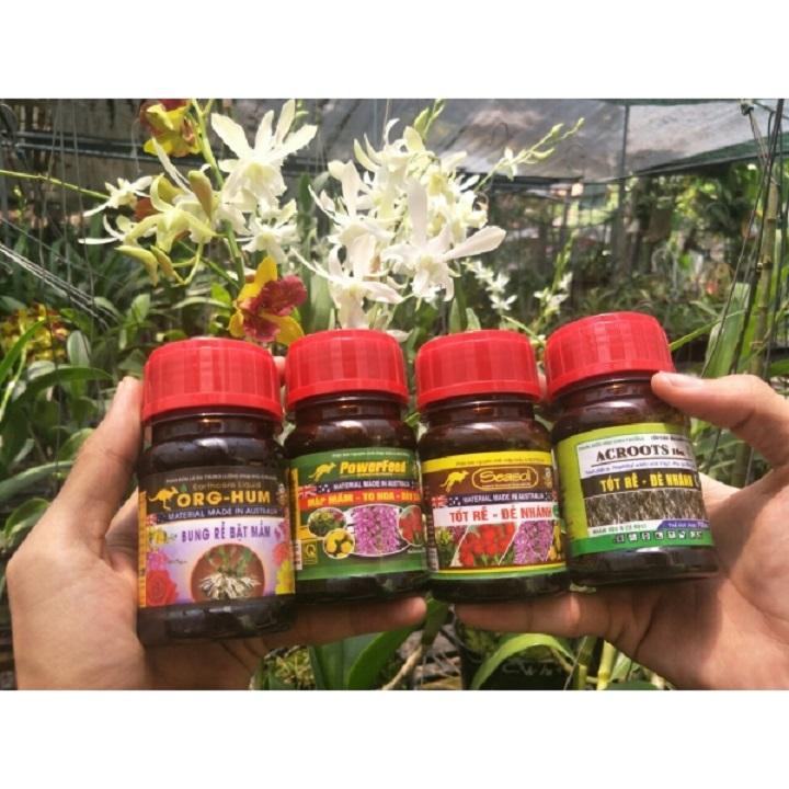 Bộ tứ siêu đẳng dành cho hoa lan (Org hum+acroots+power feed+seasol) - chai 100ml