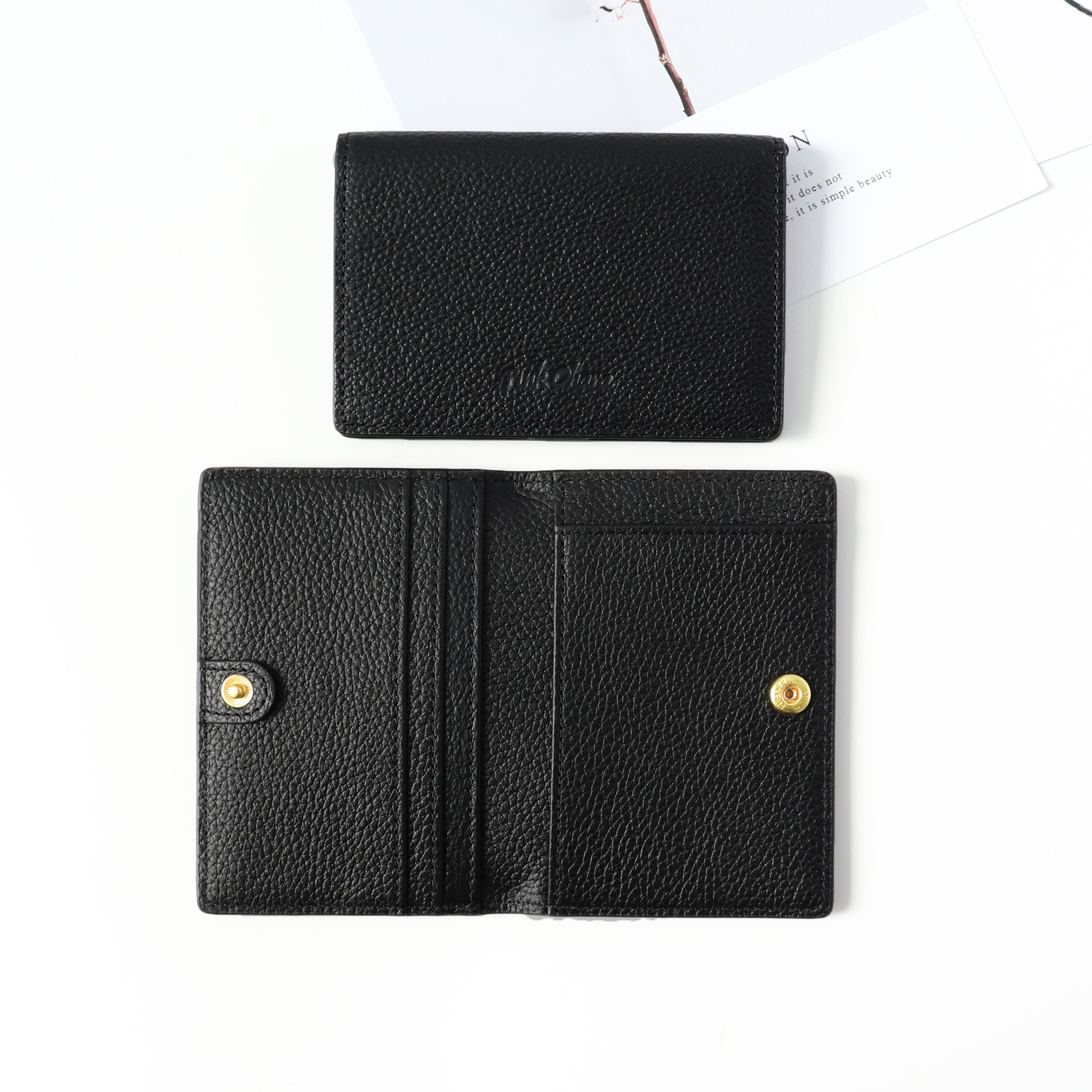 Ví đựng thẻ card Mundo - da bò vân hạt nhập Nhật