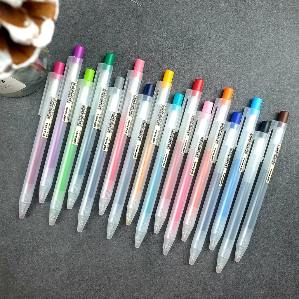 [CHÍNH HÃNG] Bút Bi Bấm Muji 0.5mm - Black, Blue Black & Blue