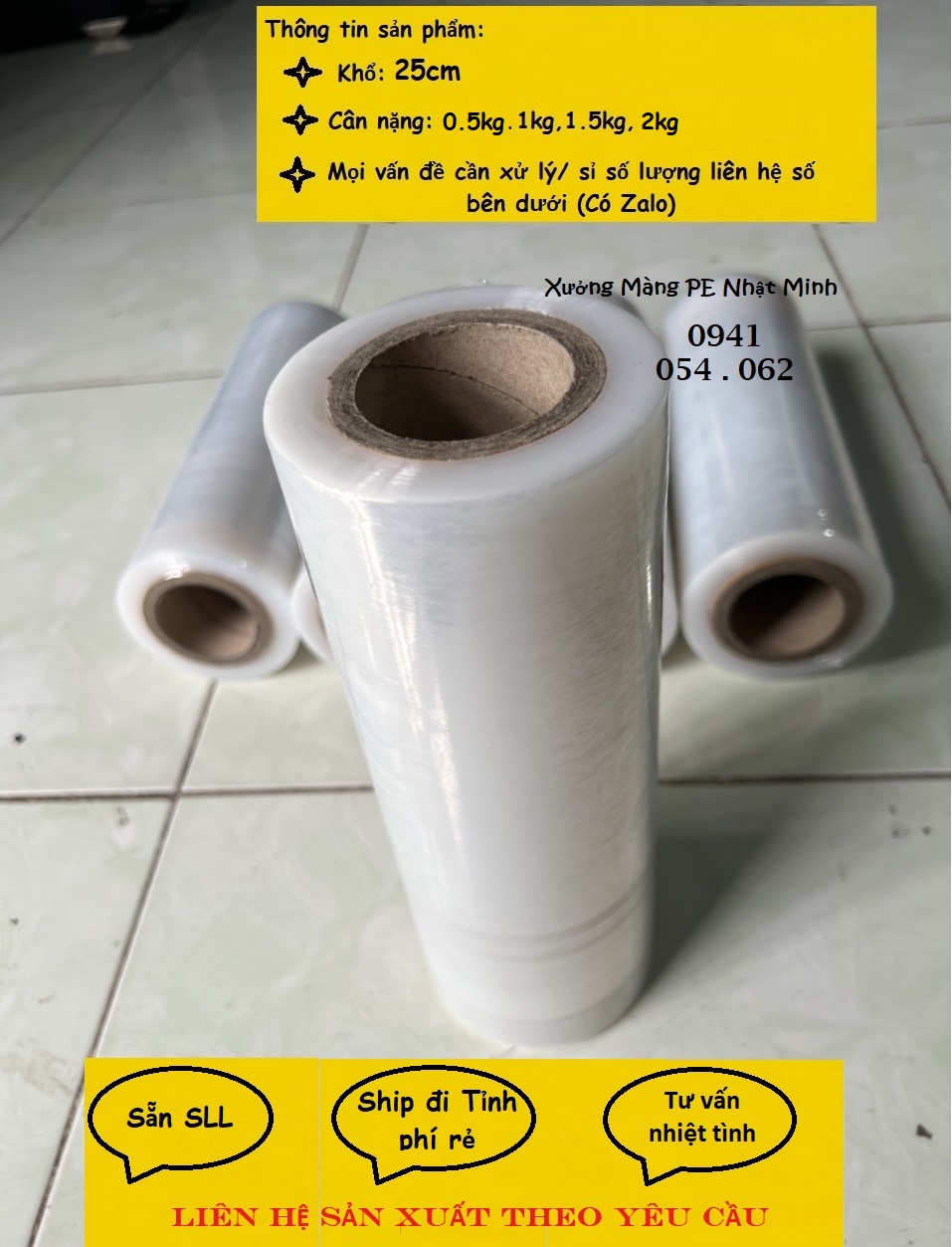 Màng PE, màng co,  màng quấn 25cm