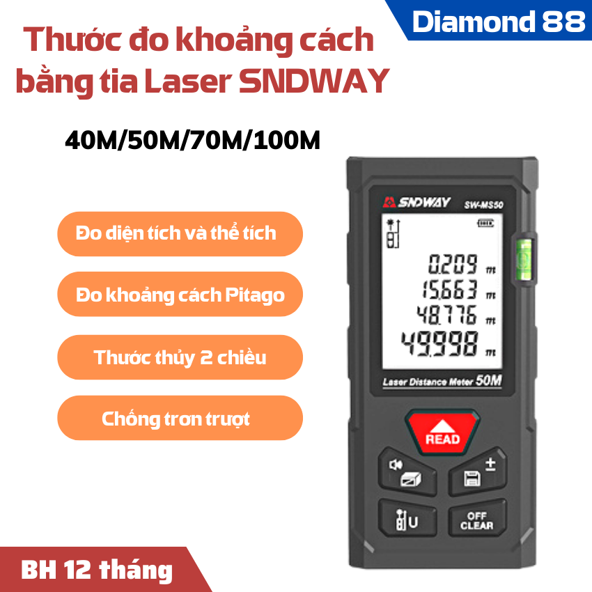 Sndway thước đo khoảng cách bằng laser - 70M