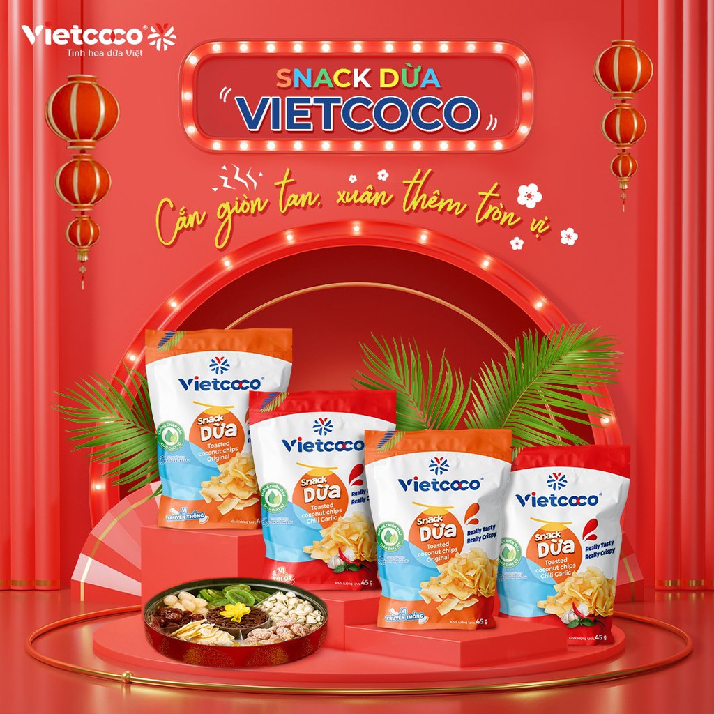 Dừa Sấy Túi 45g VietCoCo Thơm Ngon Giòn Tan