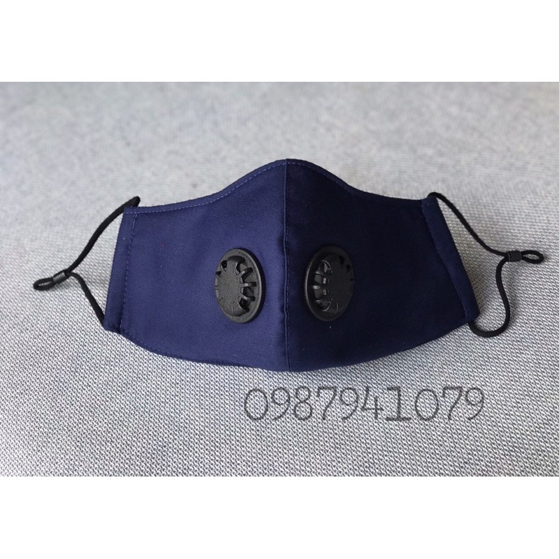 Khẩu trang vải 2 van thở chuyên dụng 1 chiều có dây điều chỉnh