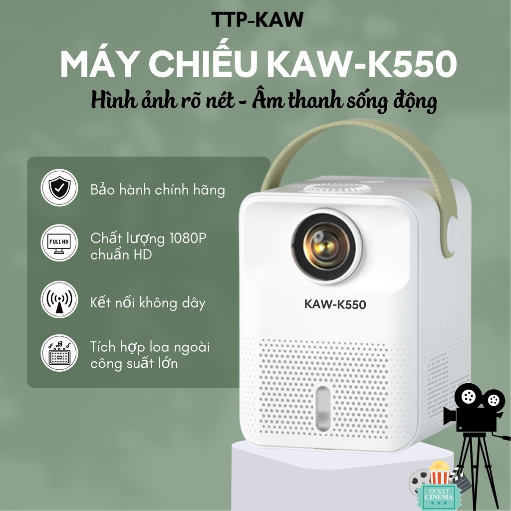 Máy chiếu mini K550 Full HD kết nối xem TV NetFlix Youtube trực tiếp kết nối máy tính điện thoại khô
