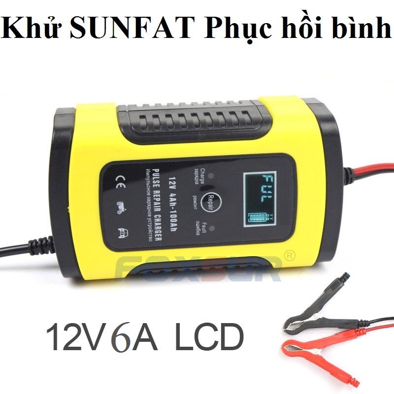Máy nạp ắc quy 4Ah-100Ah 12V/6A Mẫu bán siêu HOT 2019 độ bền cao có chức năng khử sunfat tự ngắt khi đầy có quạt tản nhiệt,Máy nạp bình ắc quy sạc bình ắc quy 12v, sạc ắc quy xe máy, sạc ắc quy ô tô, ắc quy, sạc bình ắc quy khô,bộ kích