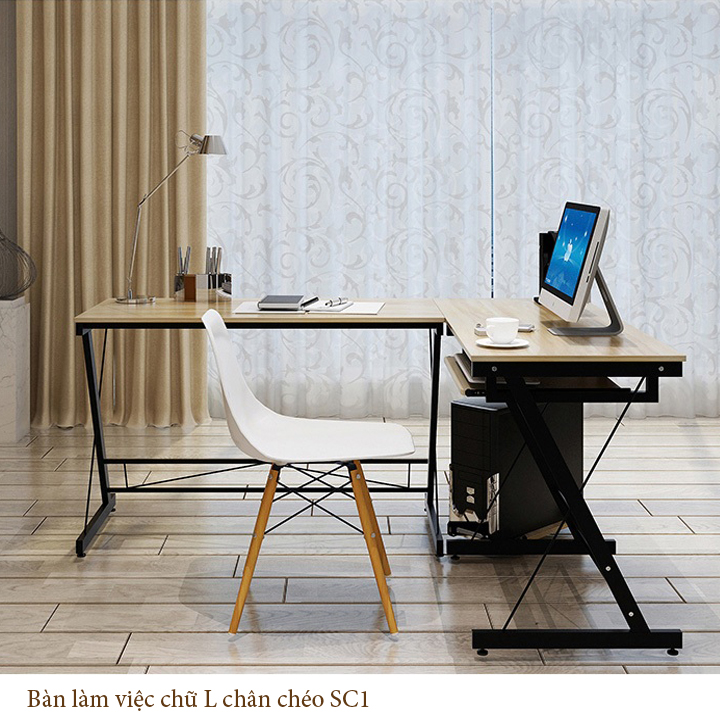 Anti-static painted iron frame L-shaped gaming table-computer desk, study desk, work platform size