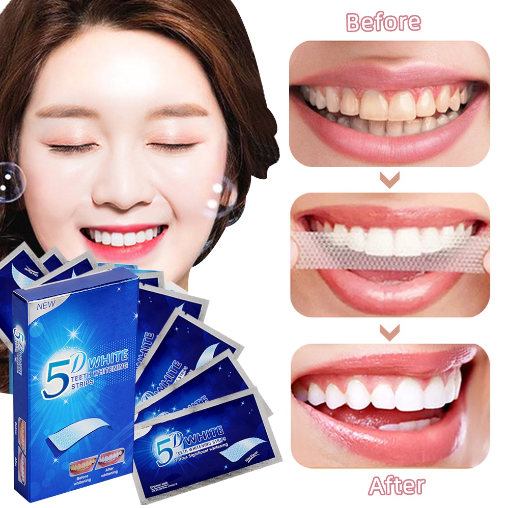 Miếng dán trắng răng tiện lợi 5D White Teeth Whitening Strips