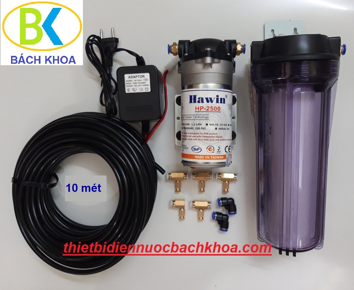 Trọn bộ phun sương LÀM MÁT máy bơm Đài Loan 5 béc hoàn chỉnh