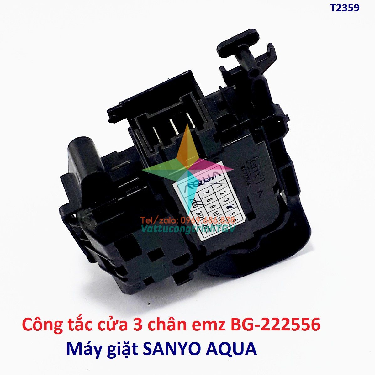 Công tắc cửa 3 chân emz BG-222556 cho máy giặt SANYO AQUA hãng