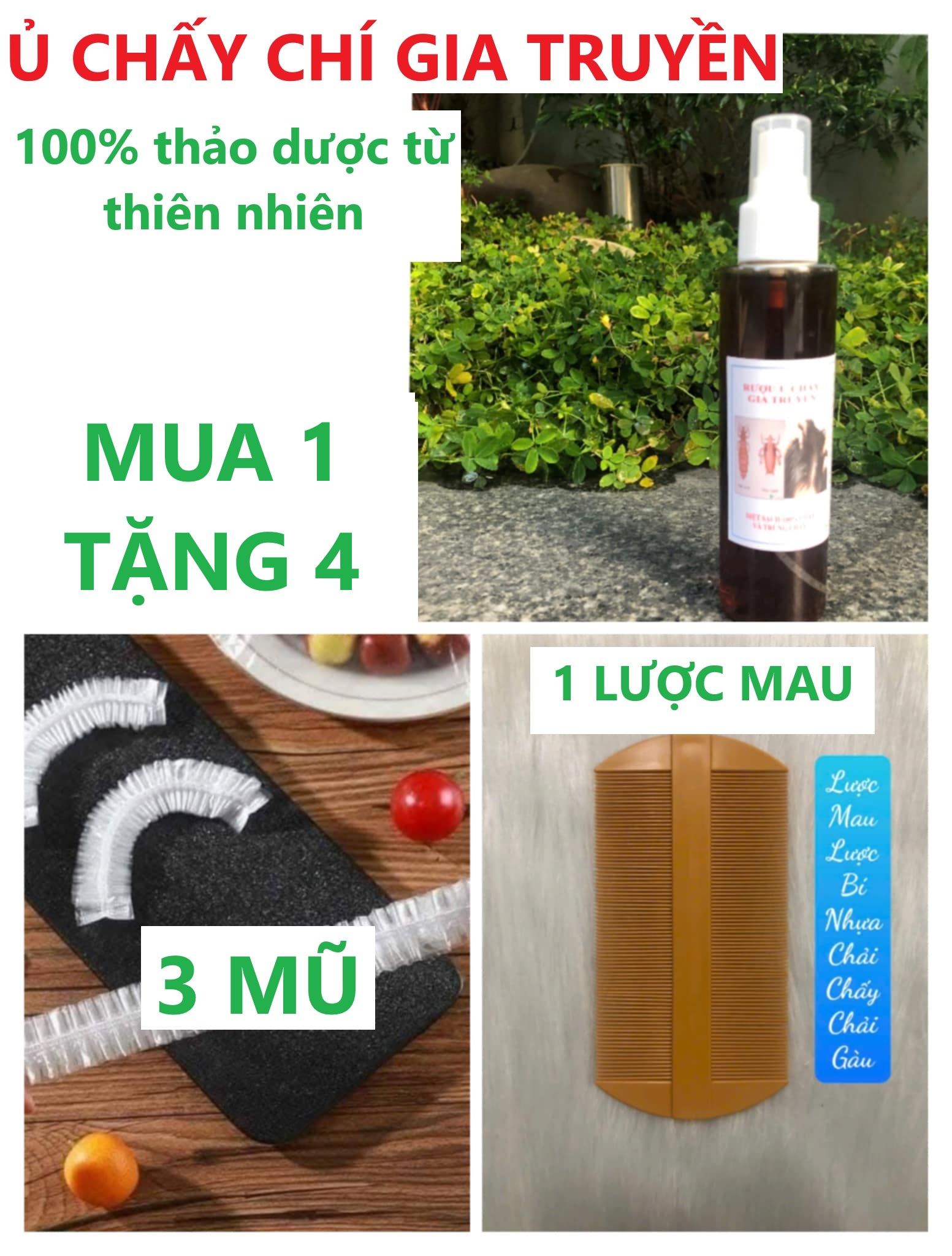 ( Mua 1 tặng 4) Ủ (dầu gội) Chấy (Chí) Một Lần Là Hết Chấy Chí. chú ý phân loại khi đặt đơn.tkvt2.