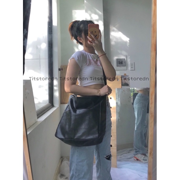 Túi Đeo Chéo Da Pu Cỡ Lớn Vừa A4 Unisex (Hình Thật)