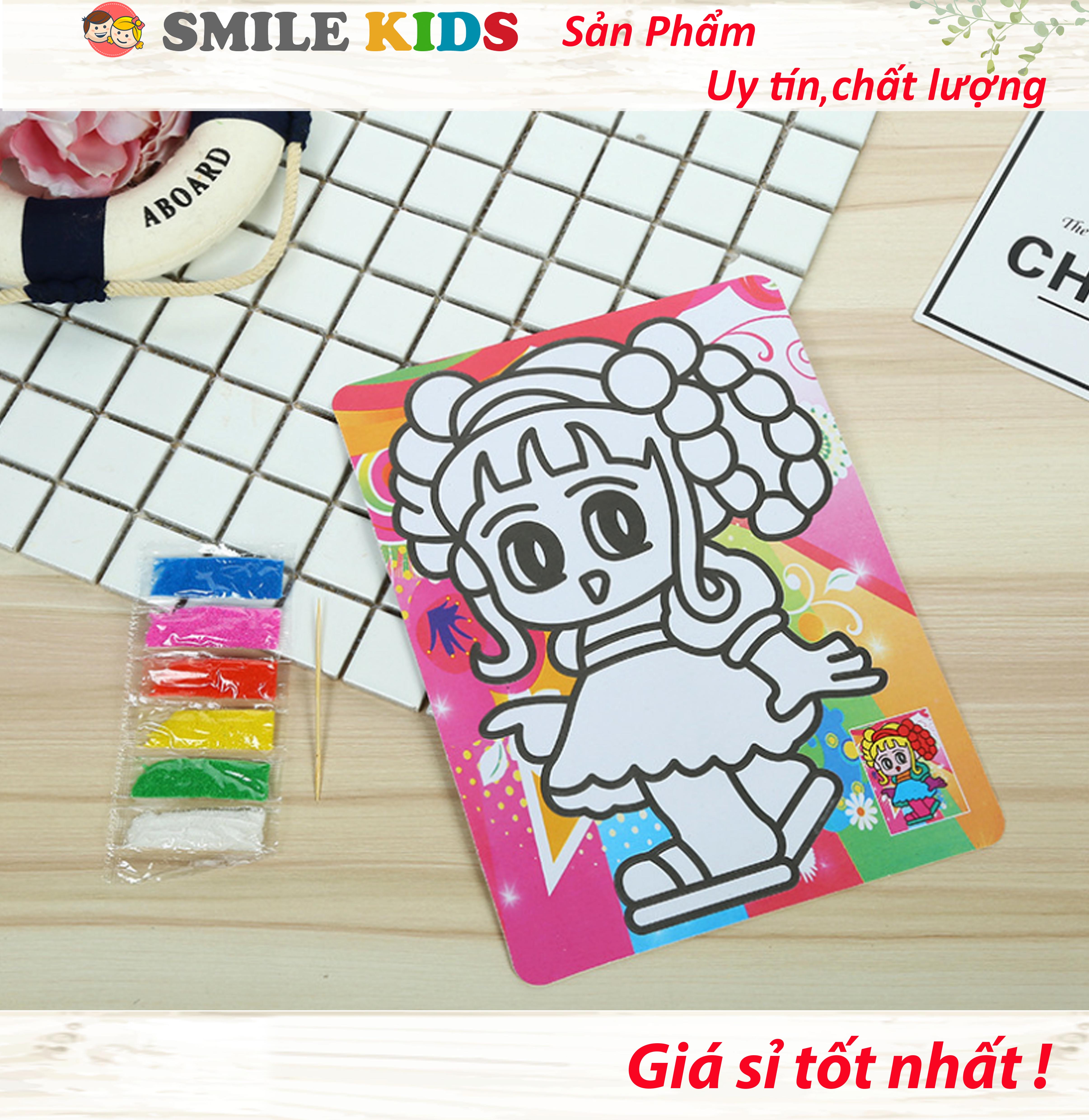[COMBO SỈ] - 60 tranh cát khổ A5  nền mầu cho bé( có kèm cát)