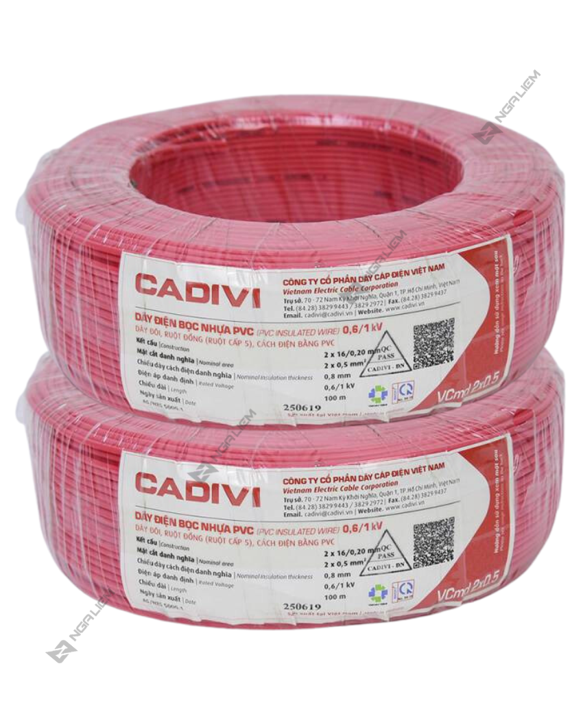 Power cord double vcmd (2x0.5 - 2x0.75 - 2x1.5-2x2.5mm) cadivi [retail according to meters]