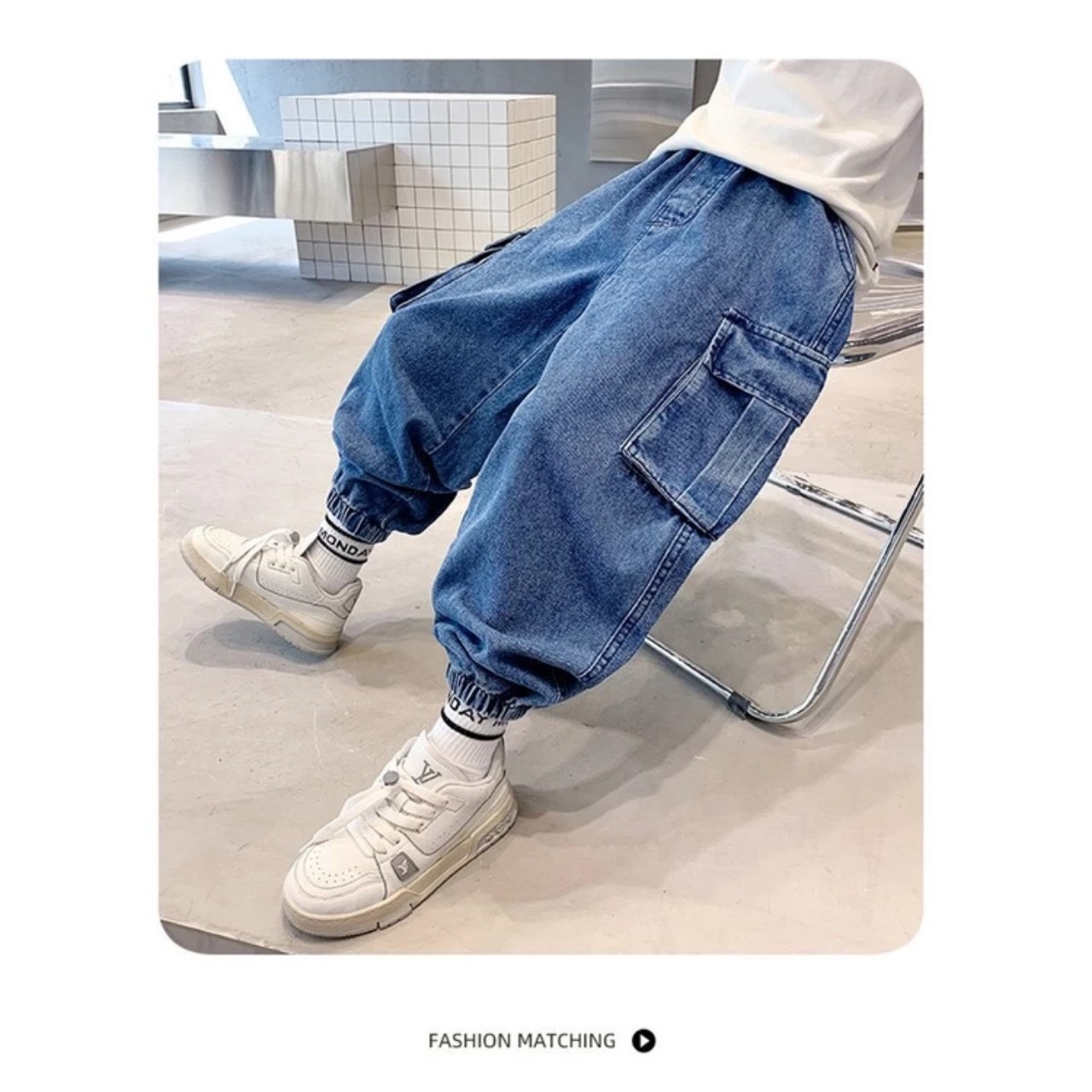 [Hoàn tiền 6%](15-45KG) Quần jeans dài sành điệu cá tính hottrend cho bé trai 20-50kg (không kèm dây lưng)