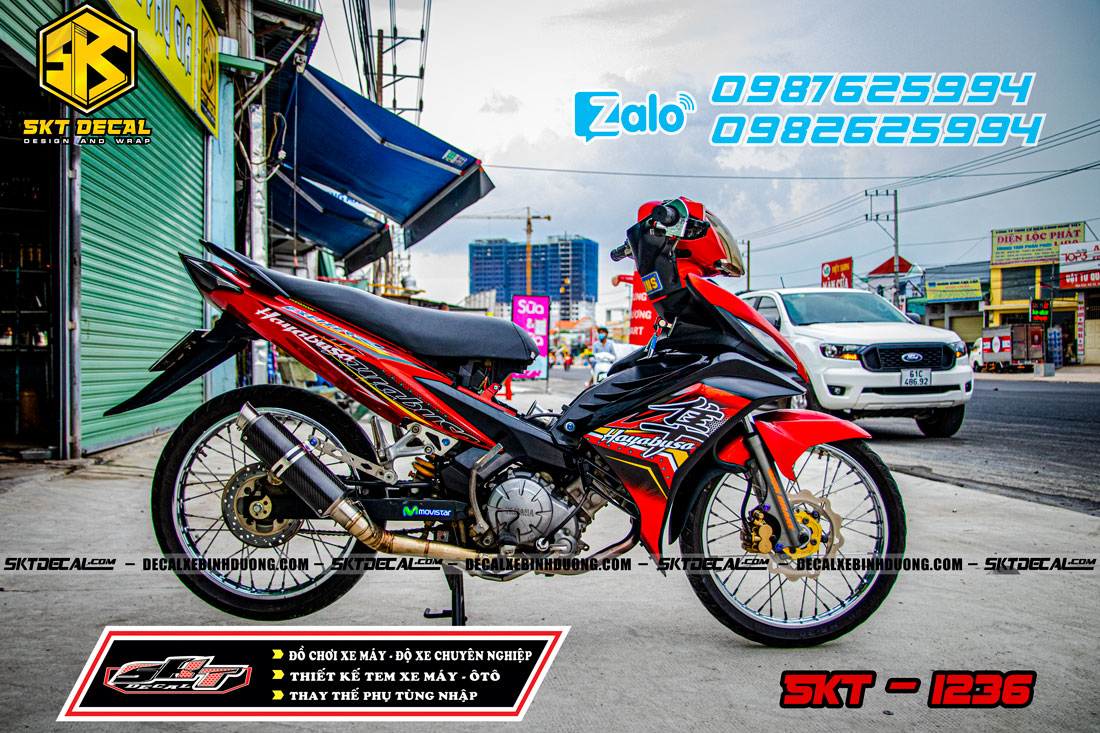 Tem rời xe exciter 135 đen đỏ hayabusa