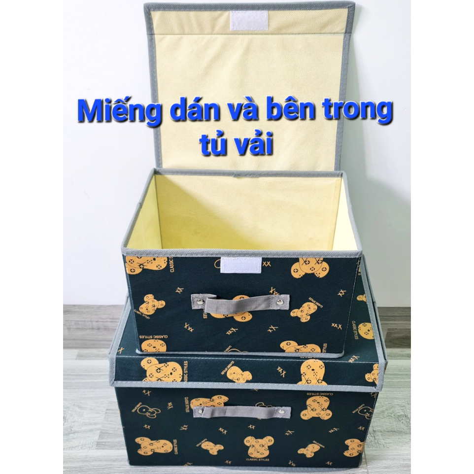 Bộ 2 cái hộp vải xịn dày đựng đồ, combo 2 tủ vải đựng quần áo khung cứng, thùng vải đa năng , hộp vải không dệt xếp gọn, tủ vải canvas tiện dụng