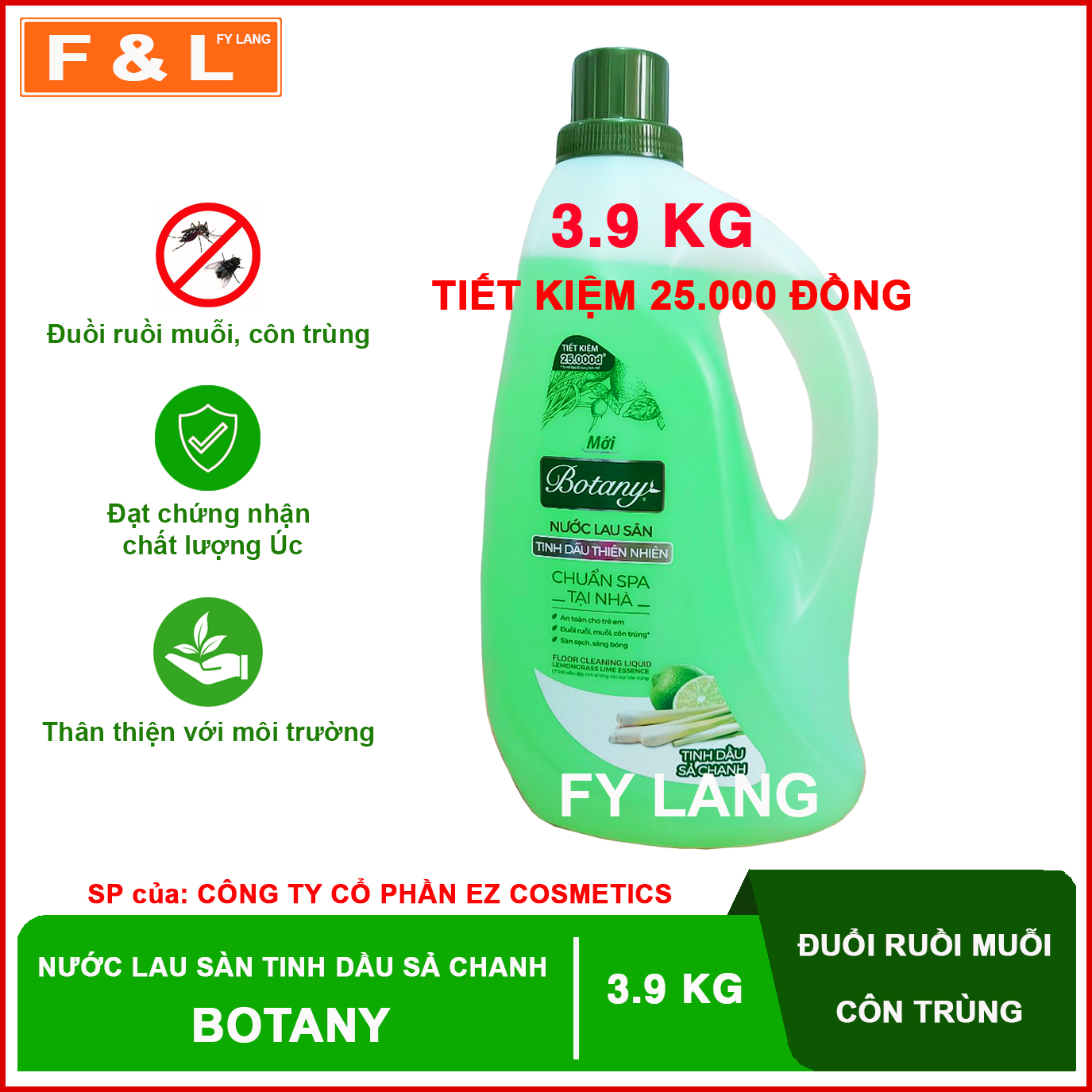 Nước Lau sàn Botany - tinh dầu sả chanh (3.9kg)