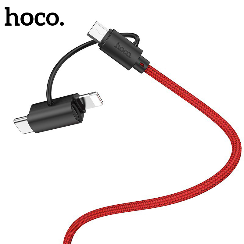 Cáp sạc hoco x41 3 in1 sạc nhanh 2.4a dây dù chống đứt dài 1m