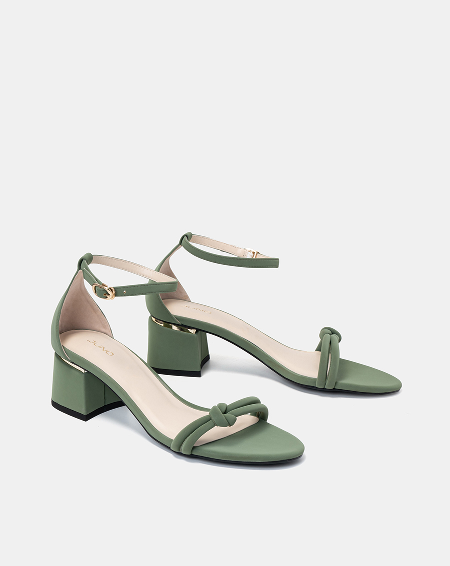 Giày sandal nữ 5cm thời trang juno gót viền kim loại thắt nút trang trí sd05086