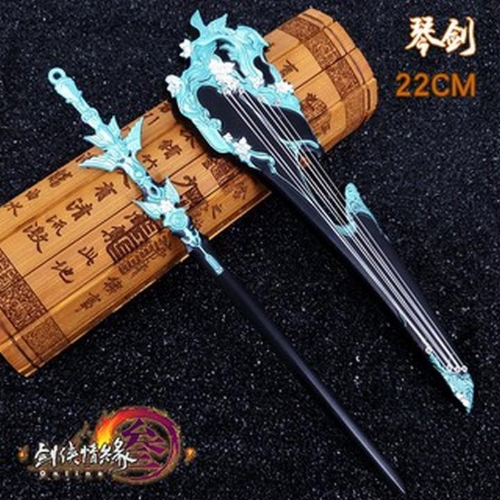 Mô hình móc khóa kiếm đàn Cầm kiếm Trường ca môn Kiếm tam móc khóa cổ trang, móc khóa mica