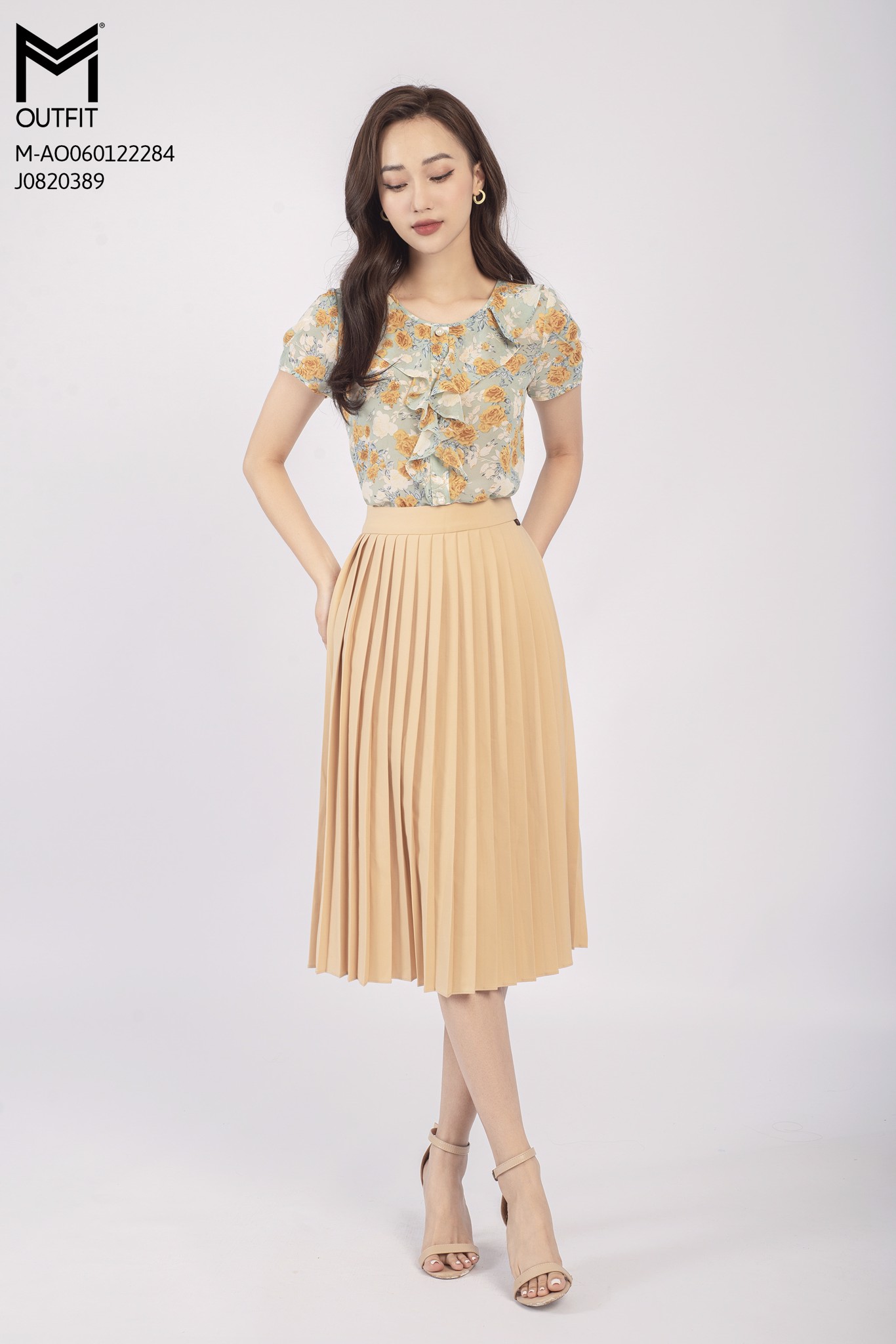 Áo sơ mi cổ tròn, bèo xếp - Mmoutfit