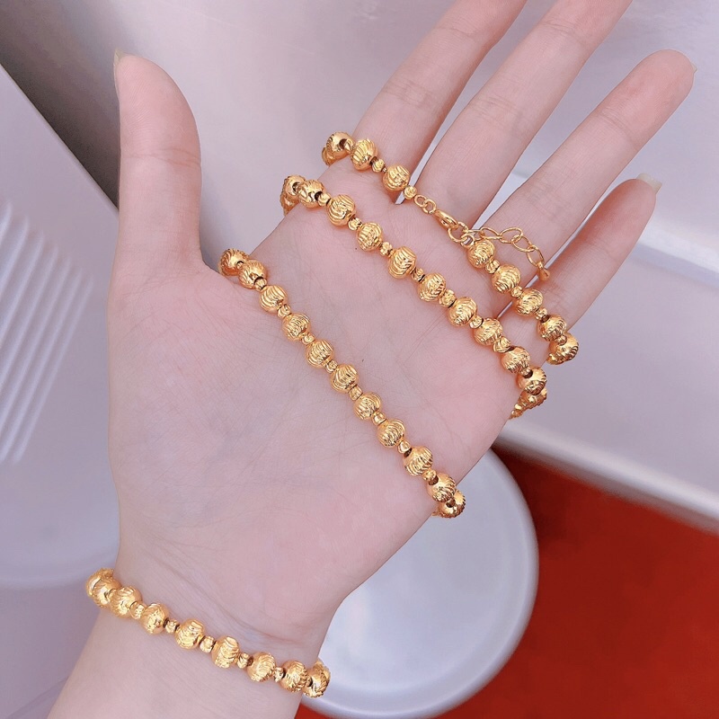 Lắc tay bi mạ vàng 18k bền màu vòng tay Kami LB249