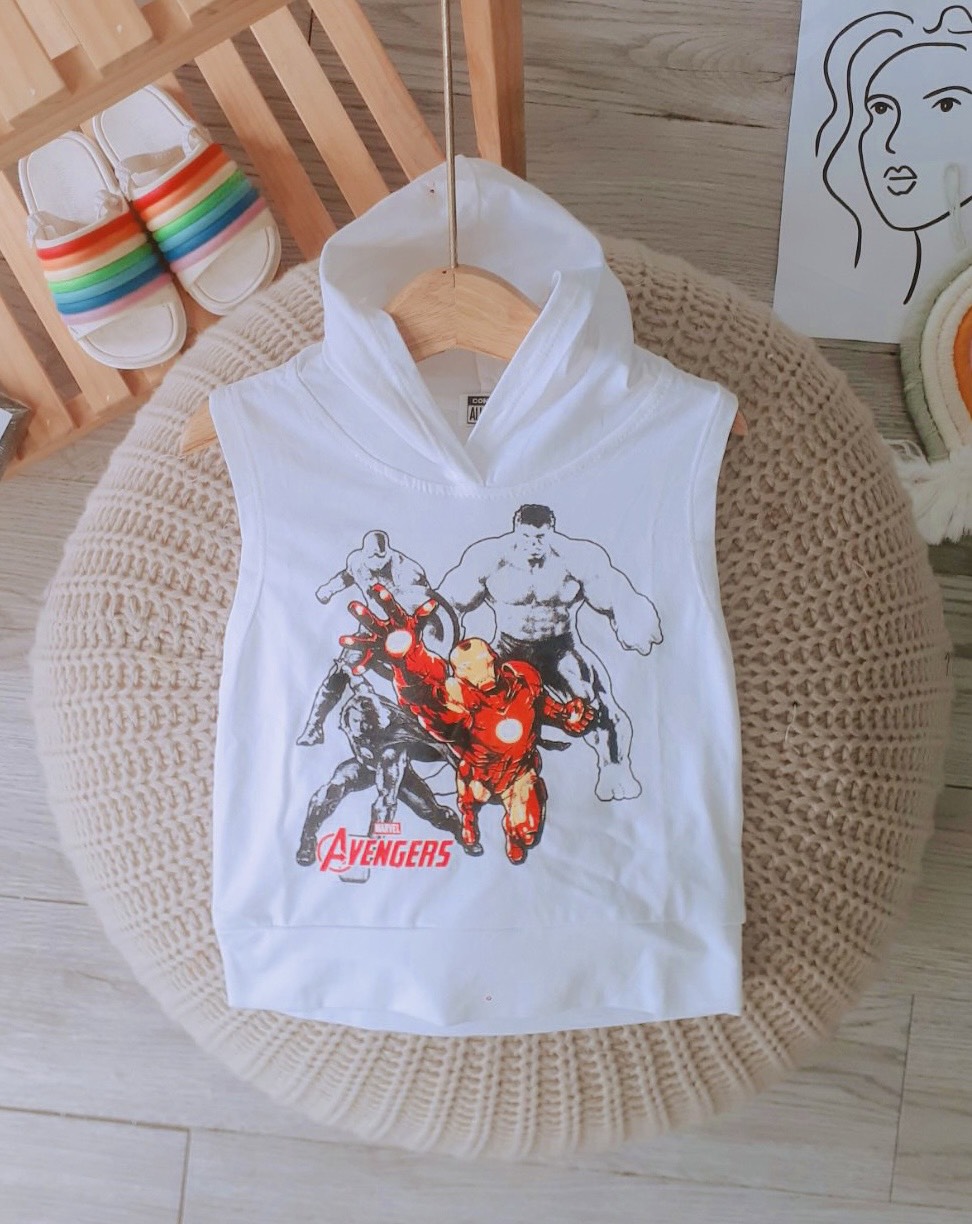 [Hoàn Tiền 6%] Lyvyshop - (Cotton SG chính phẩm) Áo sát nách phối nón (Áo Hoddie) siêu cá tính cho bé trai từ 09-25kg