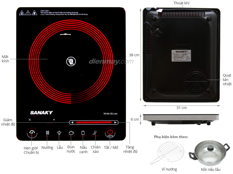 Bếp hồng ngoại Sanaky (Nhật Bản) SNK2102HG 2000W (Mới 100%, bảo hành chính hãng 12 tháng)
