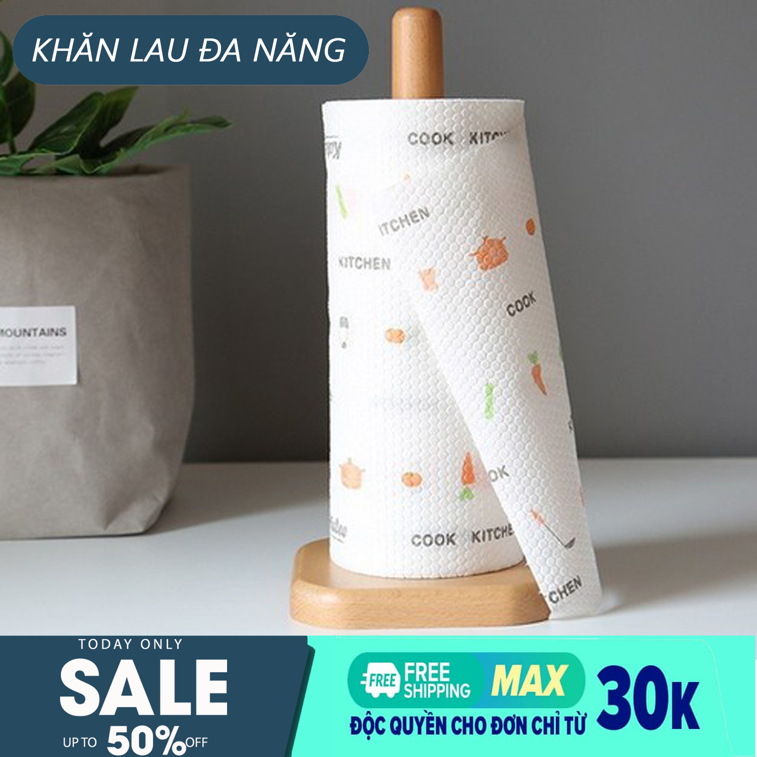 GIẤY LAU ĐA NĂNG - Cuộn 50 Tờ Khăn Giấy Lau Bếp Họa Tiết Đa Năng, Chất Giấy Siêu Dai Thấm Hút Tốt 1 Cuốn 50 Tờ Dùng Cực Tiết Kiệm