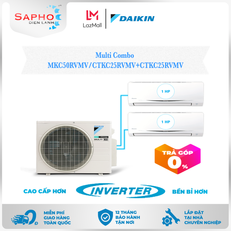 Bảng giá [Free Lắp HCM] Máy Lạnh Multi S Daikin Inverter Combo MKC50RVMV/CTKC25RVMV+CTKC25RVMV Gas R32 Treo Tường 1 Chiều Lạnh Điều hòa Multi Daikin - Điện máy Sapho