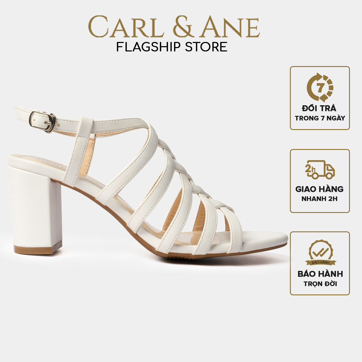 Carl & Ane - Giày sandal chiến binh thời trang nữ gót cao 7cm màu đen _ CS001
