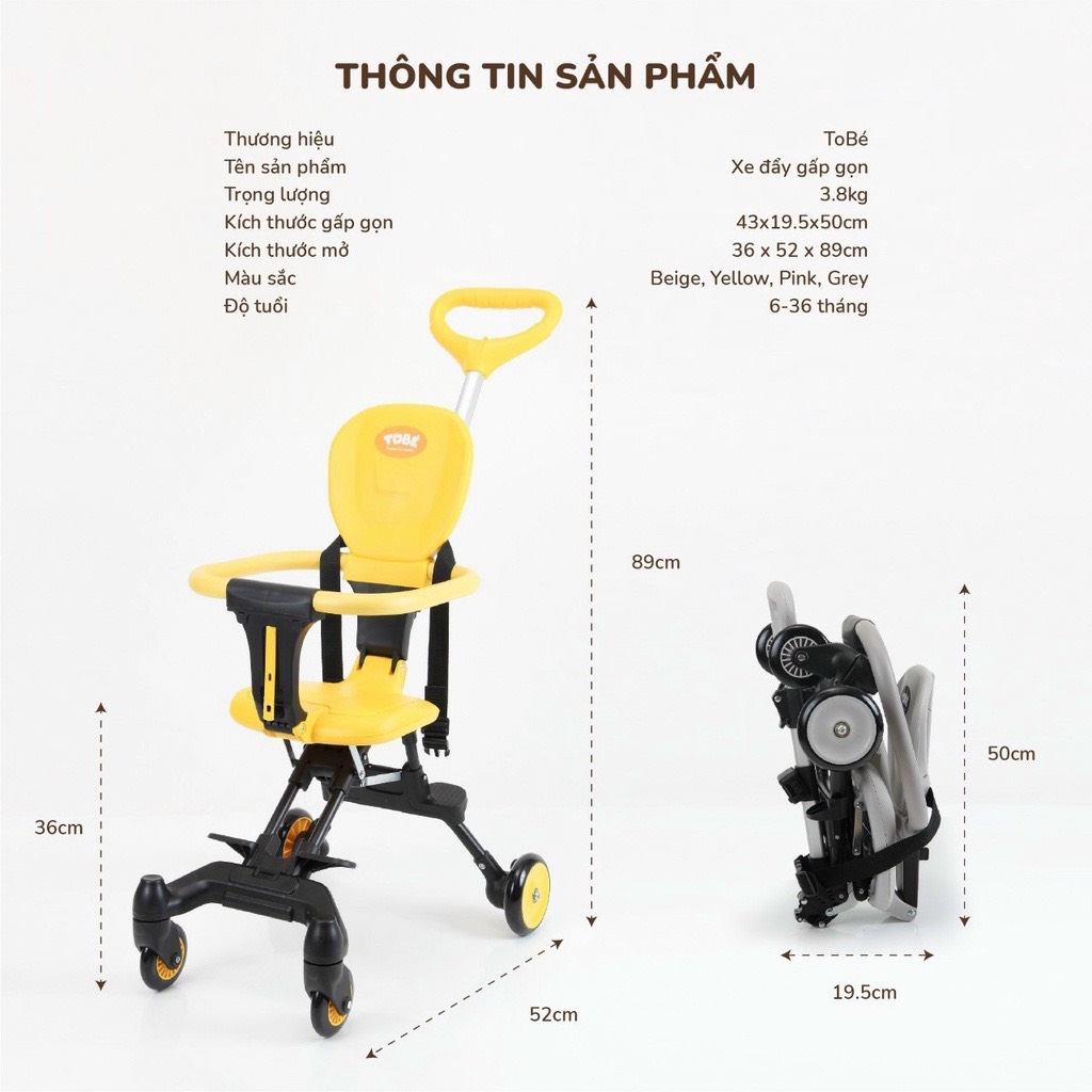 Xe đẩy gấp gọn Olwen Tobe BH 1 năm