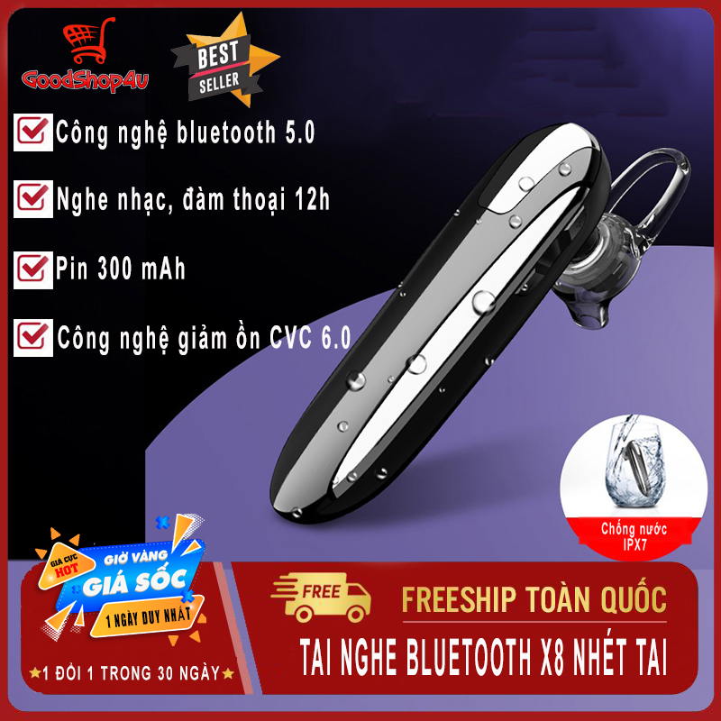 >> BÁO GIÁ TAI NGHE BLUTETOOTH NHÉT TAI X8 KHÔNG DÂY, CHỐNG NƯỚC, PIN 300 MAH, NGHE NHẠC, ĐÀM THOẠI 12H-TẶNG KÈM TAI PHỤ- | Shopee Lazada Sendo Tiki mới nhất 102 Tai nghe blutetooth nhét tai X8 không dây, chống nước, Pin 300 mAh, nghe nhạc, đàm thoại 12h-Tặng kèm tai phụ-Goodshop4u
