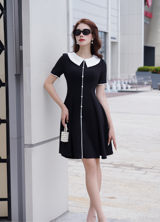 váy Alisa MyAnn phối đen trắng thanh lịch