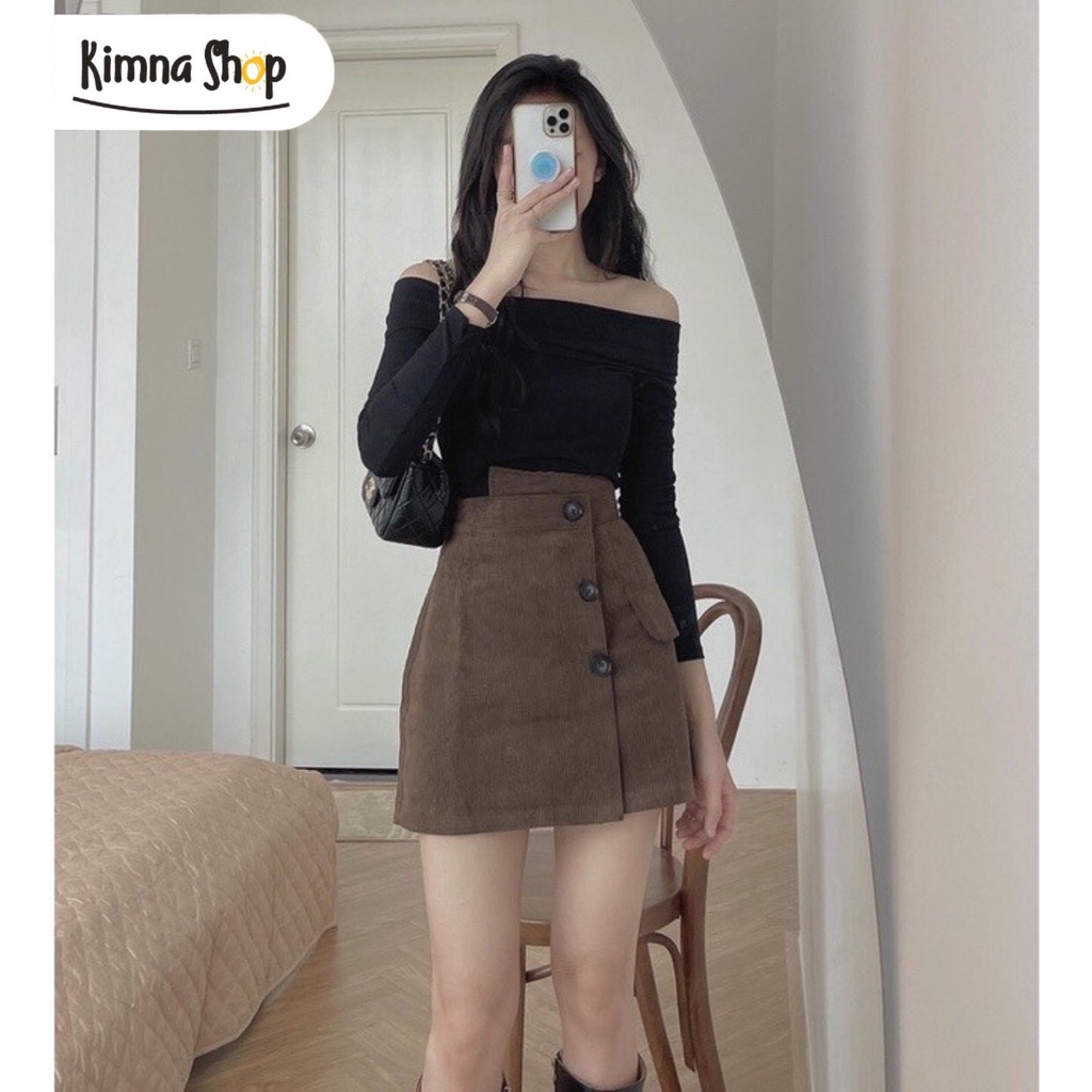Áo Trễ Vai Tay Dài Chất Thun Tăm Co Giãn