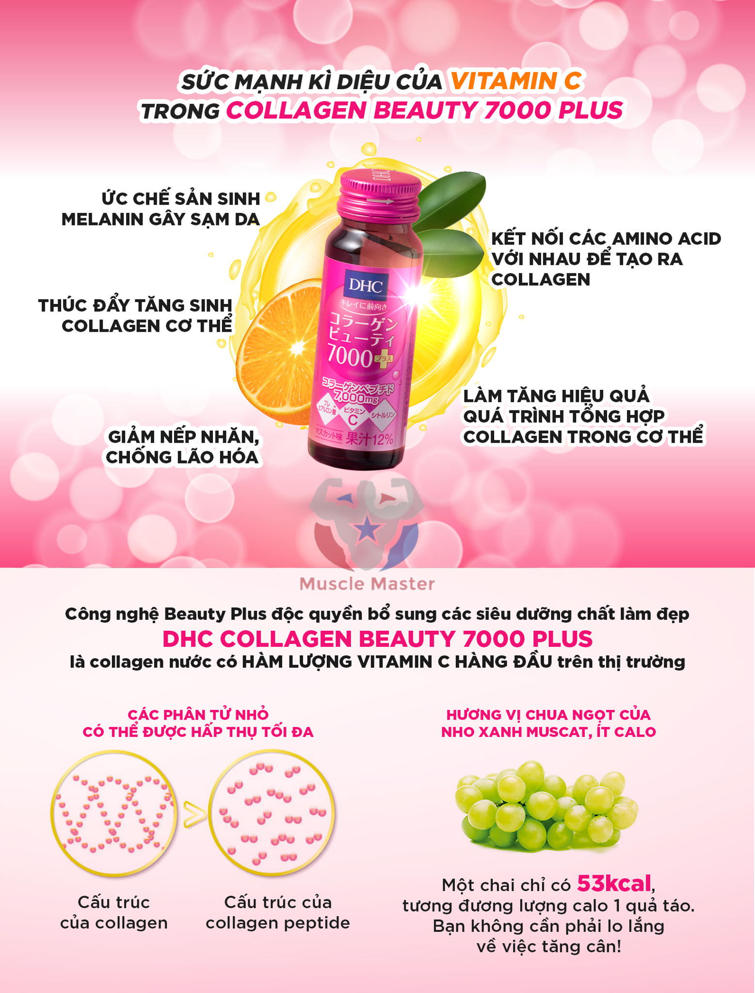 Lọ Collagen Nước DHC Collagen Beauty 7000 Plus (10 Lọ)