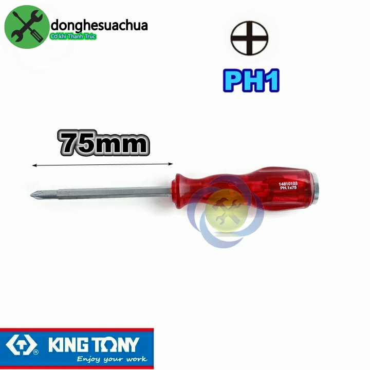 Vít đóng bake kingtony 14810103 ph1 x 75mm cán đỏ