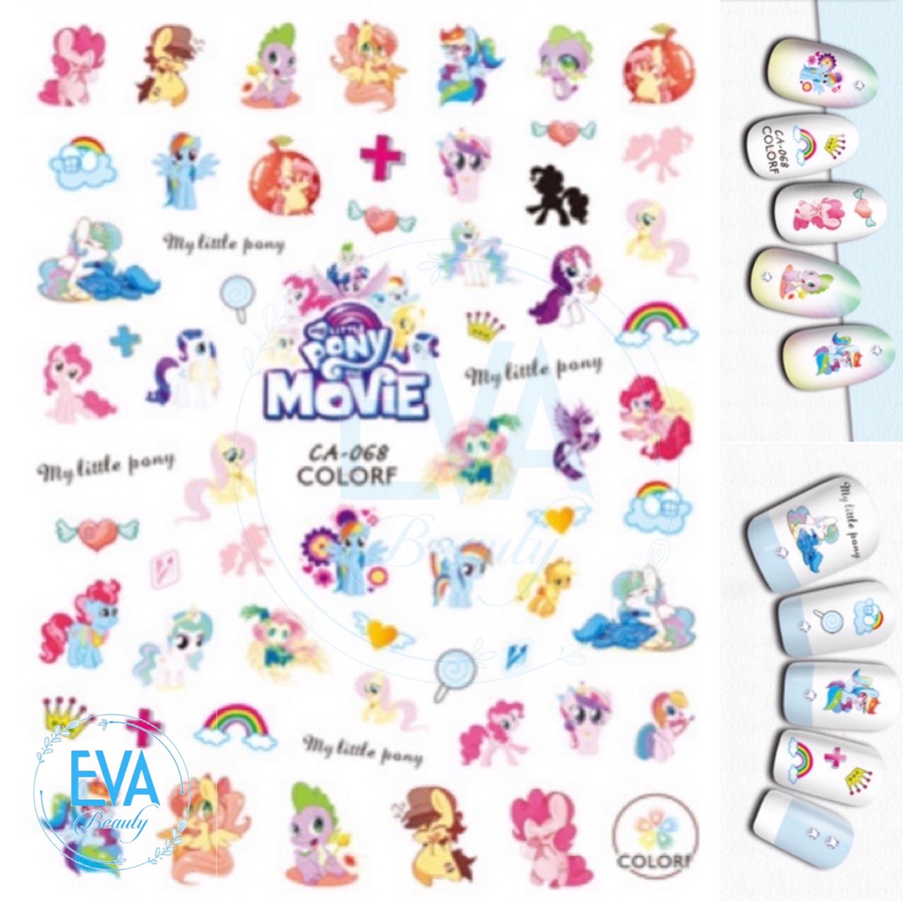 Decal dán móng tay 3d nail sticker tráng trí hoạ tiết ngựa thiên thần my little pony ca068