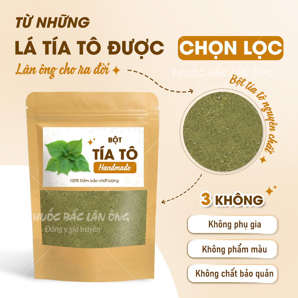 Bột tía tô 500g, nguyên chất, thơm mịn, dùng đắp mặt, pha uống - Lãn Ông