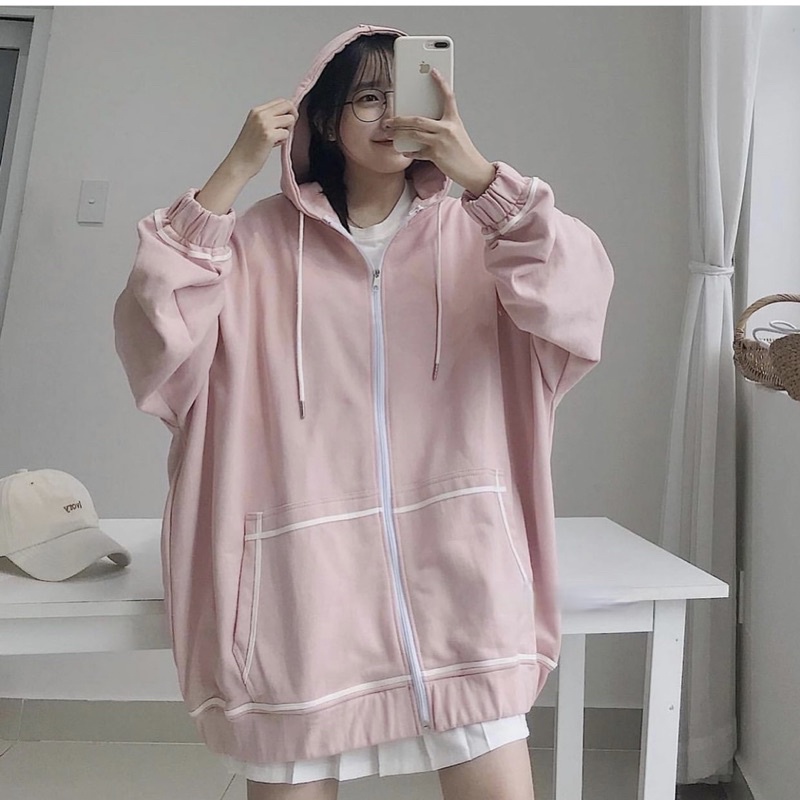 [HCM]áo khoác đen viền trắng ảnh thật unisex