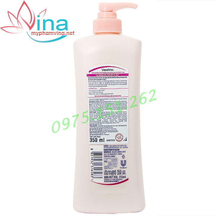 [HCM]SỮA DƯỠNG THỂ TRẮNG DA VASELINE INSTANT FAIR 350ML
