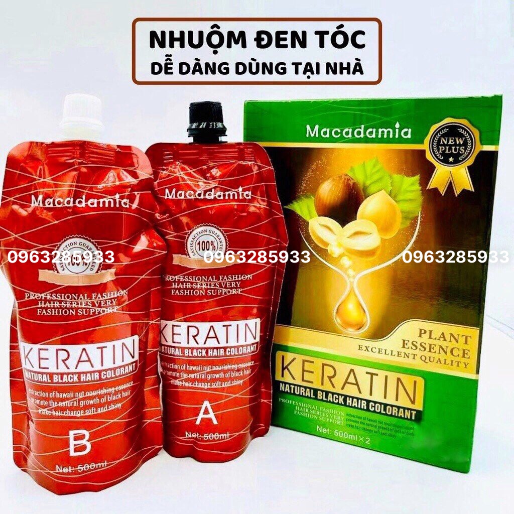 Nhuộm đen không dính da đầu keratin 500ml x 2