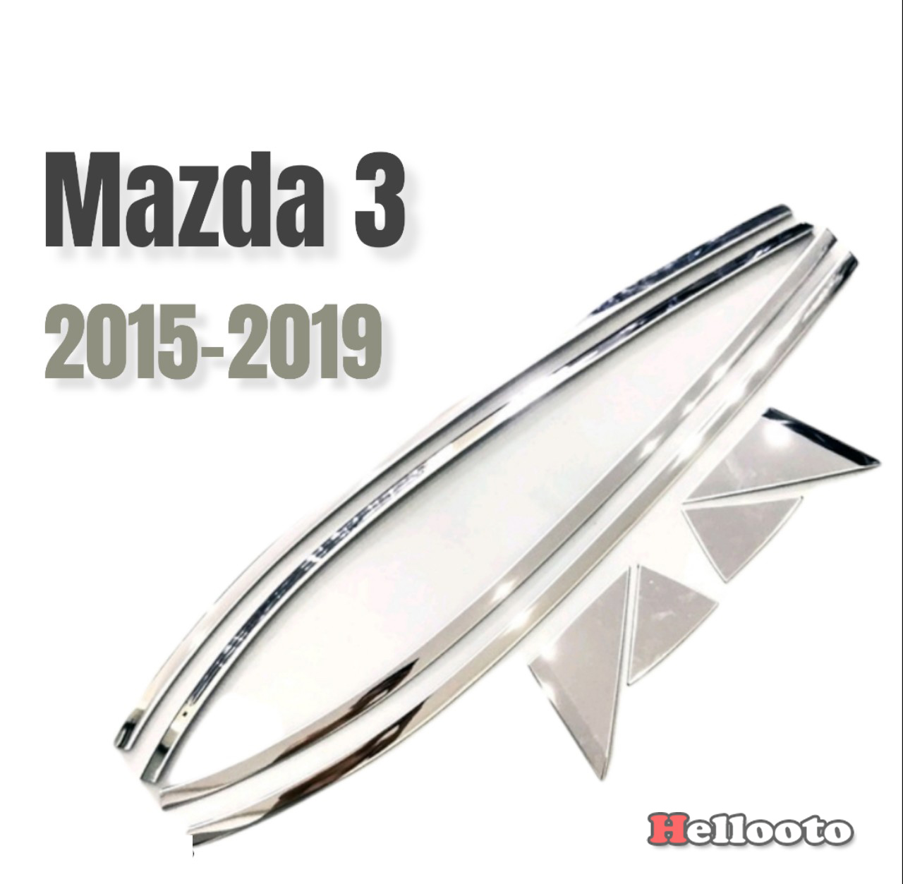 Bộ ốp viền cong kính xe Mazda 3 2015 2016 2017 2018 2019 mẫu Inox 304 sáng bóng, phụ kiện trang trí ngoại thất tuyệt vời cho xe