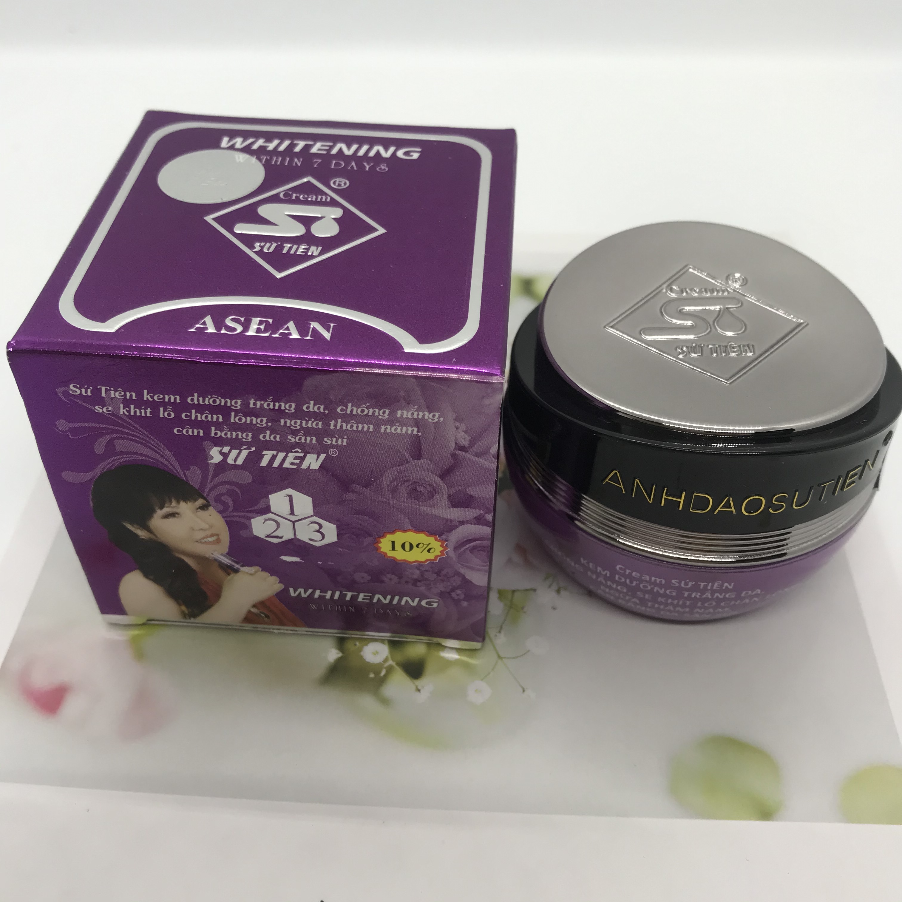 Kem Sứ tiên tím dưỡng trắng da chống nắng se khít lỗ chân lông ngừa thâm nám
