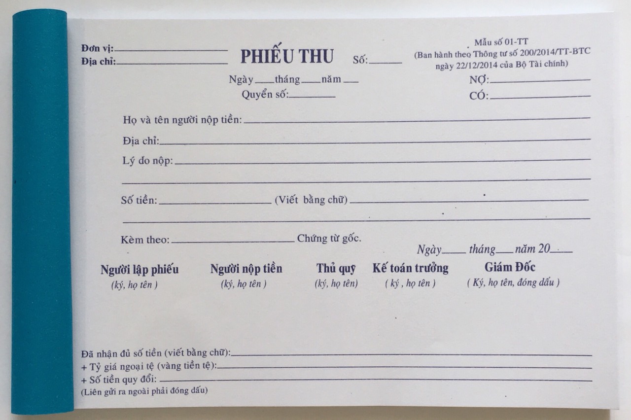 Phiếu Thu Chi Ford (Combo 10 cuốn)